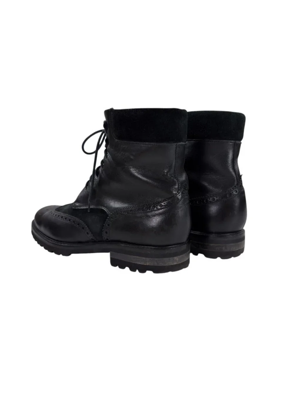 Saks Fifth Avenue Bradford Wingtip Boots Mens 12 M Black Leather Made In ITALY